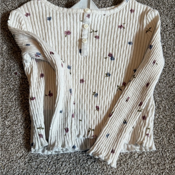H&M Cream Floral Ribbed Long Sleeve Top - Picture 2 of 5